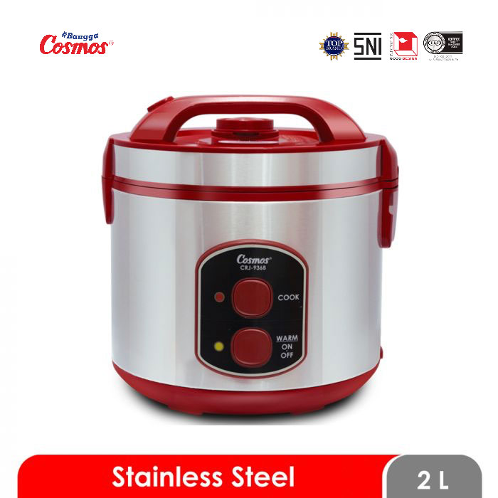Cosmos Rice Cooker Stainless 3in1 Merah 2 L - CRJ-9368 | CRJ9368